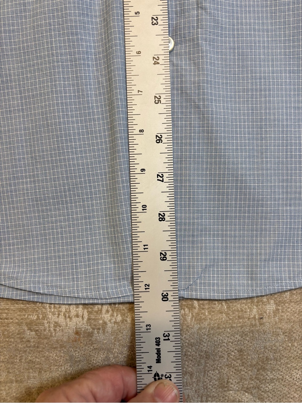 BOSS Hugo Boss Kason Slim Fit Dress Shirt Light Blue Micro Check Size 15.5 M EUC - Picture 4 of 8